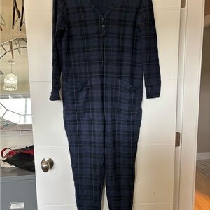 Smash + Tess Plaid Blue and Black Romper